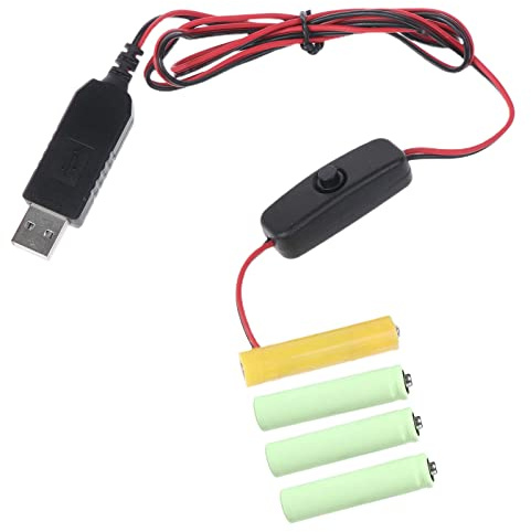 CHIZISX Battery Eliminators,USB-zu-6-V-AAA-Batterie-Eliminator-Kabel mit Schalter, ersetzt 4 AAA-Batterien für 6-V-betriebene elektronische Spielzeu