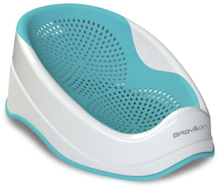BABYLON DOLPHIN Siege de bain pour bebe de 0-6 mois – Ergonomique baignoire bébé – Hypoallergénique Résistant à la moisissure – Antidérapant – Transat de bain pour bebe – Siege bebe douche – turquoise