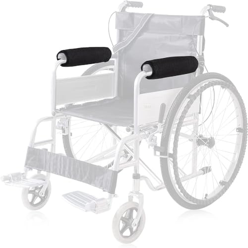 QIAMNI 1 Pair Wheelchair Non-Slip Armrest Cover,Memory Foam Soft Cushion Pads for Office & Transport Chair,Wheelchair Accessories for Seniors & Adults, Kids (black)