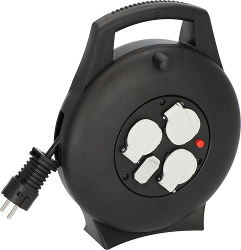 Brennenstuhl Vario Line Enrouleur de câble 3 voies avec USB/Mini boîte de câble intérieure (enrouleur de câble intérieur avec fonction de charge USB et câble de 10 m, fabriqué en Allemagne) Noir