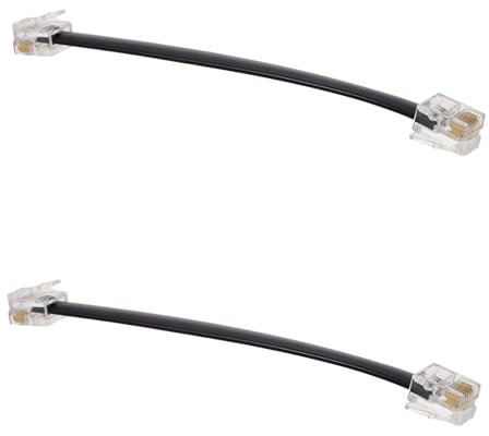 Homoyoyo 2pcs Sturdy Cable Short Telephone Connector Cord Panel Line Easy Install Signal Transmission Flat Cable for Home Office