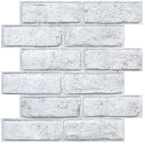 Commomy Carta da Parati 3D Finto Mattone Autoadesiva, 10 Pezzi, 30 × 30 cm, Mattoni Adesivi Murali Parete 3D Impermeabile Decorazione di Pareti Interne PVC Rivestimento Murale
