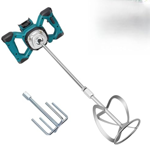 Paint and Mortar Mixer, 950W Paddle Mixer Drill Compatible with Makita Battery, 6 Adjustable Speeds & 2 Replacement Heads, Concrete Stirrer for Paint Plaster Cement Mortar Glue Putty (No Battery)