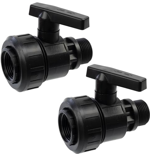 AERZETIX - Lote de 2 válvulas de bola esféricas de 1'' con unión simple macho-hembra - grifo de cierre de 10 bares para atornillar - de plástico - jardín sistema de riego por goteo