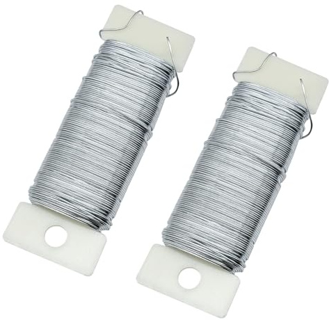 QISF 2 Pcs Floral Wire for Flower Arrangements and Floristry,22 Gauge Soft Silver Wire for Jewellery Making,Fit for Christmas Wreaths, Garlands, Flower Bouquets and Crafts DIY (70m)