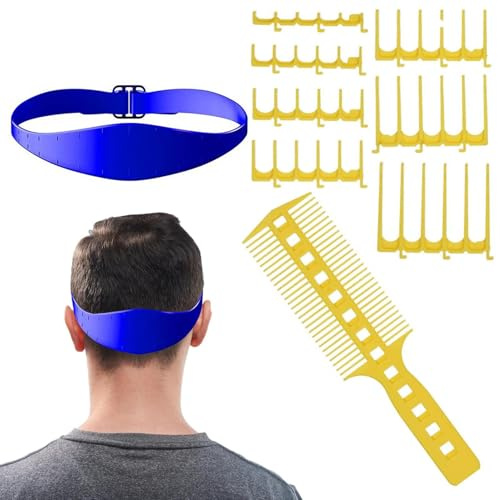 Guida alla dissolvenza per uomo, Set di protezione pettine guida tagliacapelli, Kit per tagliare i capelli da, modello di fascia per capelli in silicone, 7 per denti a pettine e strumento per acconci