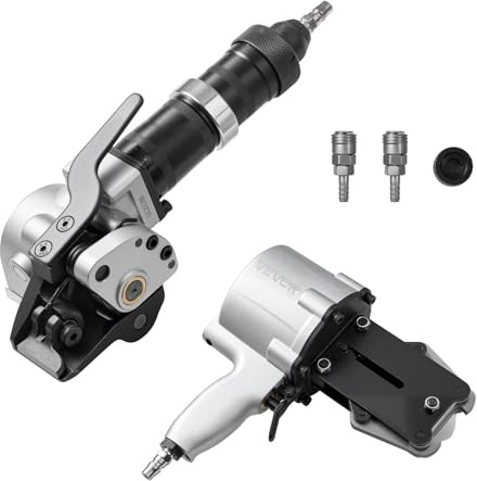 VEVOR Outil de cerclage pneumatique pour bande métallique de 32 mm, machine de cerclage d'emballage, force de tension de 8500 N, presse à balles fendue robuste pour emballages à haute résistance