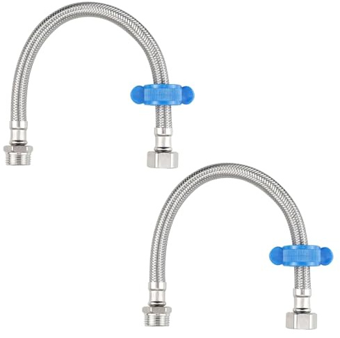 Wjelet 2 Pcs 30cm Flexible Pipe Extension BSP 1/2 Male to BSP 1/2 Female Flexible Pipe Stainless Steel Braided Hose Tap Connector Pipefor Toilet/Taps Fitting