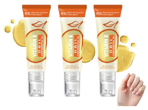 Lot de 3 huiles à la vitamine E pour ongles et cuticules, huile pour renforcer et croître les ongles, hydratante, réparée, adoucissante, non grasse, absorption rapide pour ongles fins