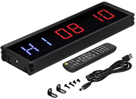 Irfora Intervall-Timer und Stoppuhr, 12/24-Stunden-Uhr, Countdown-Timer, 5 Funktionen, LED-Fitness-Workout-Uhr mit Kabelloser Fernbedienung, Erinnerung für Fitnesstraining
