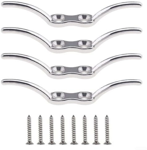 Stainless Steel Rope Cleat Hook for Flagpole Installation and Boating Use, Mounting Screws (4pcs)