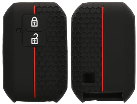 kwmobile Carcasa Compatible con Llavero de Suzuki Llave de Coche Keyless Go de 2 Botones Funda - Funda para Mando de Coche de Silicona - Negro / Rojo