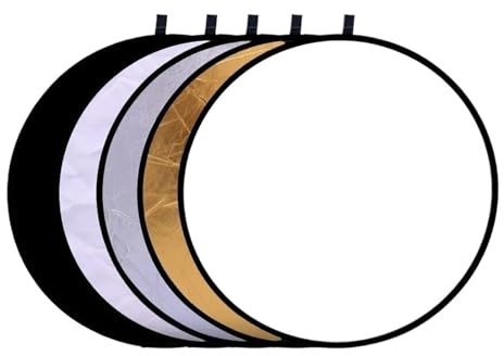 Runder Fotografie-Lichtreflektor, Tragbarer, zusammenklappbarer runder Fotoreflektor, Mehrfarbig, 30–110 cm(5in1-110CM)