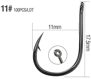 JINGYAN Fiskekrokar 100 Pieces Carbon Steel Fishing Hook Set Single Ring Fly Fixture Stinging Carp Tackle Accessories(11)