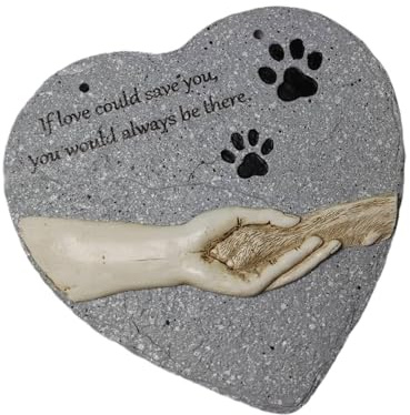 lmoikesz Pierre tombale pour Animaux de Compagnie, stèle commémorative pour Chien avec Inscription émouvante et Pierres en Forme de cœur, incluant des Empreintes Pattes réalistes.
