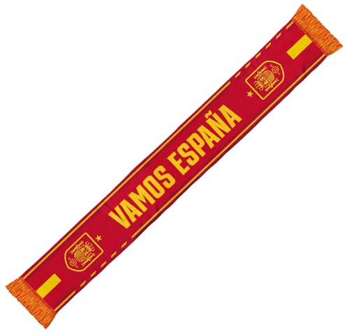 RFEF BUFANDA ESPAÑA 2026 – Bufanda Oficial “VAMOS ESPAÑA” de la Selección Española – Diseño Rojo con Detalles Amarillos, Escudo Flecos Amarillos