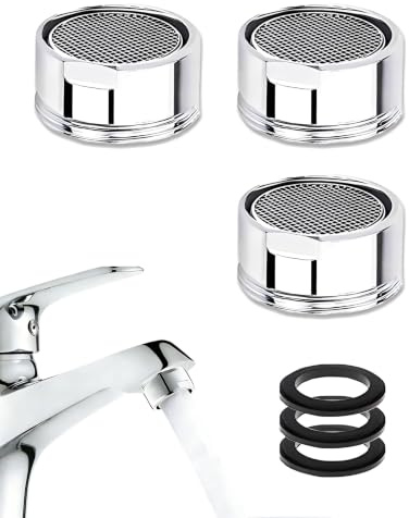 LEEQ Aeratore Rubinetto 28mm M28 Filettatura Esterna 3 Pezzi con Guarnizioni, Rompigetto Rubinetto Cucina e Vasca da Bagno, Risparmio Idrico Antisplash Filtro Impurità per Lavello Bagno e Cucina