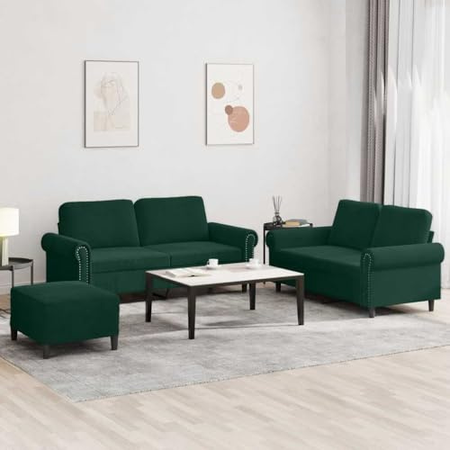 Basinlix 3-TLG. Mörkgrön sammetssoffa set med kudde, hörnsoffa med förvaringsutrymme, stoppade möbler för vardagsrum, mysigt vardagsrum med armstöd och ryggstöd, perfekt för att sitta och koppla av