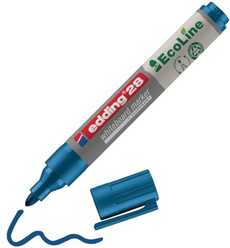 edding 28 Ecoline Whiteboardmarker - blau - 1 Whiteboard Stift - Rundspitze 1,5-3 mm - Boardmarker abwischbar - Whiteboard, Flipchart, Magnettafel, Pinnwand, Memoboard - Sketchnotes - nachfüllbar
