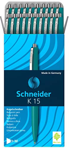 Schneider K 15 Druckkugelschreiber (dokumentenecht, Strichstärke: M, Schreibfarbe: grün) 20 Stück, grün