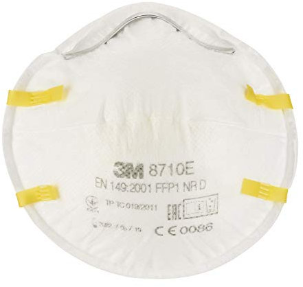 3M 8710E Respiratore Anti Polveri Senza Valvola, Protezione FFP1, Bianco