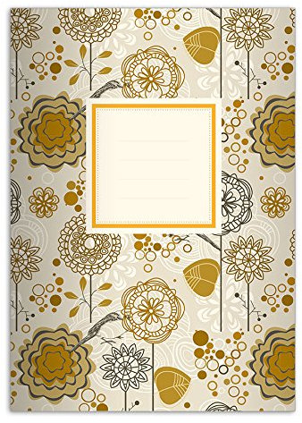 Kartenkaufrausch 2 fröhliche Flower Power DIN A4 Schulhefte, Notizhefte, gelb/beige Lineatur 20 (blanko Heft)