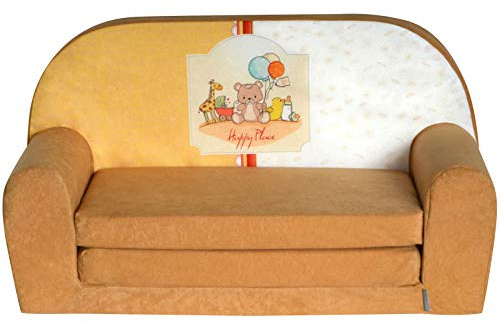 FORTISLINE Kindersofa ausklappbar MINI - Spielsofa für Kinder mit Schlaffunktion - Kindercouch 78x45x40cm Oeko-TEX - Weiches Schlafsofa aus Schaumstoff, Viele Motive
