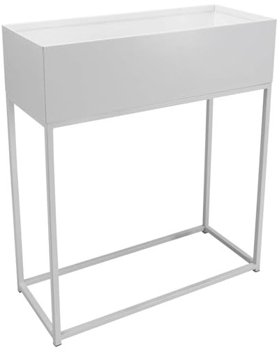 VIVANNO Pflanzbox Hochbeet Dekobox pulverb. Stahlblech Style 78x60x25 cm, Weiß Matt