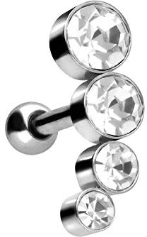 PIERCINGLINE Chirurgenstahl Ohrpiercing | 4 KRISTALLE | Piercing Schmuck Ohr Stecker Helix | Farb & Designauswahl