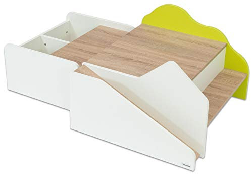EduCasa - Bodenspieltisch aus Holz, Spieltisch mit Stauraum und Rampe