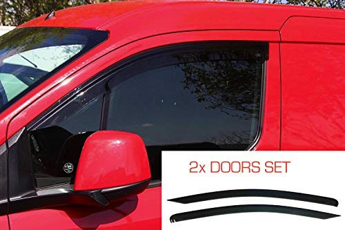 2X Windabweiser kompatibel mit Ford Transit Connect 2013-heute dunkel getöntes Premium Qualität Acrylglas PMMA