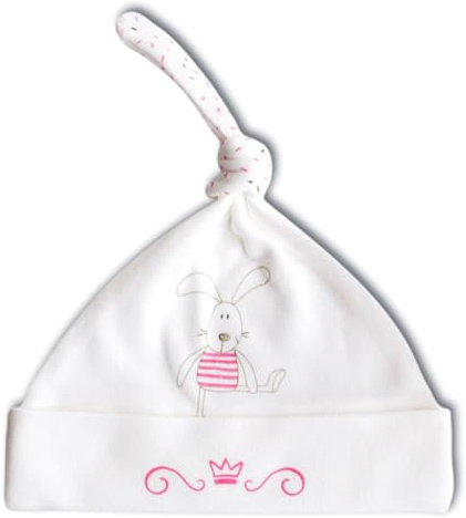 For Babies - Erstlingsmütze Bio-Baumwolle Baby Neugeborene Mütze mit Knoten (Hase, 0-3 Monate)