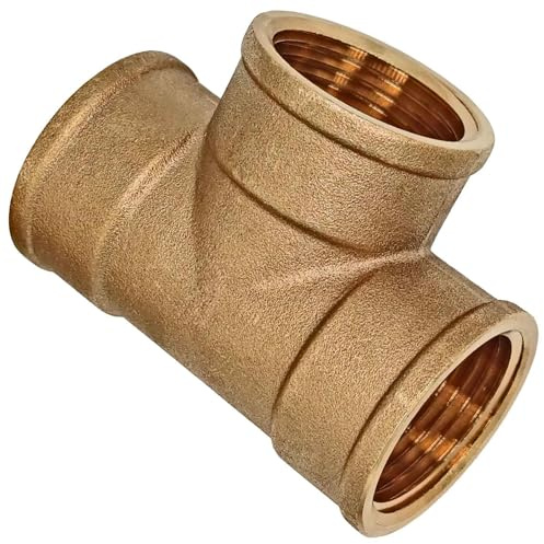 MegaHaustechnik T-Stück, 1 1/4 Zoll IG, Gewindefitting Messing | Trinkwasser geeignet, Innengewinde-Innendurchmesser 39mm DN32 Rohr, Abzweig 2-Wege Verteilung