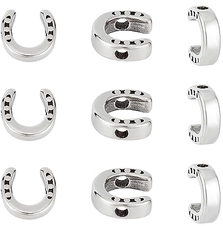UNICRAFTALE 10 Stk Edelstahl Hufeisen Perlen Antik Silber 10mm Zwischenperlen 2mm Loch Abstandsperlen Hufeisen Armbänder Distanzperlen Metall Perlen für Armbänder Halsketten Schmuckherstellung
