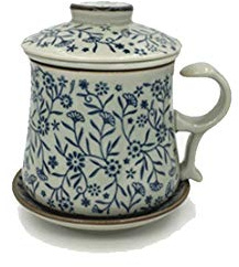Maya Star Taza de té con Tapa y Filtro de Agua de cerámica, Taza de separación de té filtrada de cerámica, Taza de té de la Oficina NO.22
