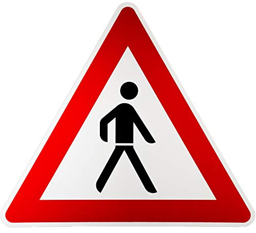 BauSupermarkt24 ORIGINAL Verkehrsschild Nr. 133-20 * Fußgänger, Aufstellung Links * Verkehrszeichen Achtung Warnschild Strassenschild Hinweisschild Gefahrenzeichen Schild Gefahrenschild Mensch