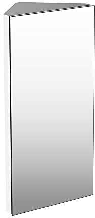 HOMCOM Wall Mount Corner Mirror Cabinet with Three Shelves, Stainless Steel Bathroom Storage Cabinet with Door