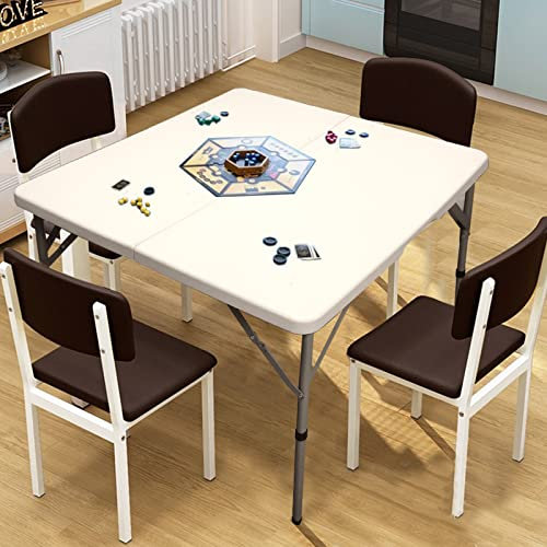 CAMP SOLUTIONS 86 cm quadratischer Klapptisch, zusammenklappbar, aus Kunststoff, Klapptisch, Klapptisch, Klappkartentisch, Weiß