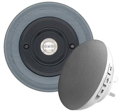 Modern Living Round Wireless Doorbell in Grey Ash and Black - Chrome Centre - Plug in F5R-Recordable
