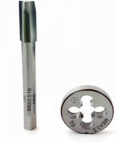 HUAZHICHUN 1 x M8 x 0,5 mm Gewindebohrer + 1 x M8 x 0,5 mm Schneideisen, HSS-Gewindebohrer und Schneideisen-Set, Rechtshänder