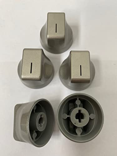 COMPATIBILI CON REX ELECTROLUX ZANUSSI AEG 5 manopole per piani cottura e cucine a gas in plastica grigio silver (made in italy) MN1274