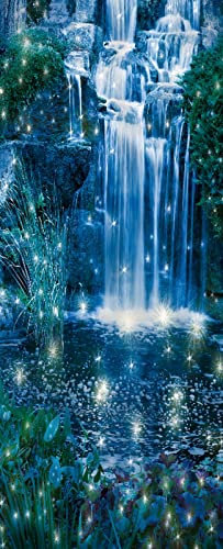 A.Monamour Türtapete Selbstklebend Türfolie Türposter 3D Magische Nacht Wasserfall Fee Garten Fantasie Szene Abstrakte Landschaft Vinyl Folie Türdeko Tapete Wandbild Türaufkleber Türtattoo 90 x 200 cm
