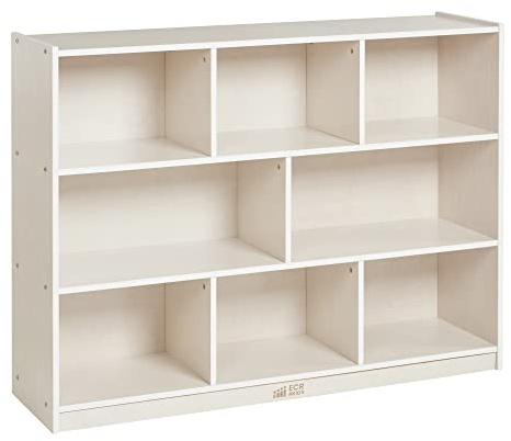 ECR4Kids 8-Compartment Mobile Storage Cabinet, Elementary, Classroom Furniture, White Wash