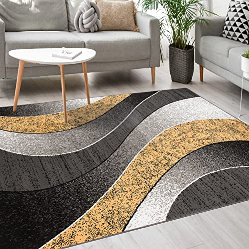 Mazovia Teppich Wohnzimmer 120x170cm Anthrazit Grau Geometrisch 90er-Retro | Teppich für Schlafzimmer Büro Esszimmer Weich Pflegeleicht Fußbodenheizungsgeeignet Reinigungsmittelbeständig Kurzflor
