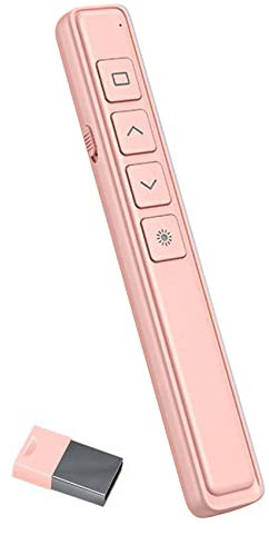 Neoreser Drahtloser Presenter, 2,4 GHz kabellose USB PPT Presenter Fernbedienung, 50m Fernbedienungsabstand, Unterstützung von Hyperlink und USB-Aufladung (Rosa)