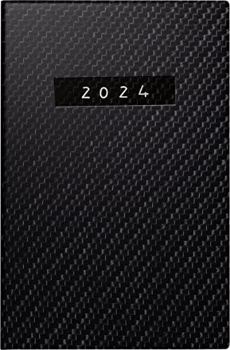 rido/idé Wochenkalender „Carbon“ Modell partner/Industrie I 2024 2 Seiten = 1 Woche Blattgröße 7,2 x 11,2 cm schwarz