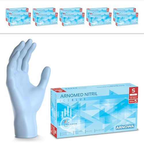 1000x ARNOMED® Einweghandschuhe Hellblau, Nitril Handschuhe S | Einmalhandschuhe, Nitrilhandschuhe puderfrei, Gummihandschuhe Einweg, Schutzhandschuhe, Handschuhe Nitril in XS, S, M, L, XL