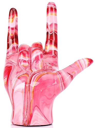 GAOSHENG Pink Hand Gesture Decor Statue,Modern Art Home Decor Accent I Love You Sign Language,Objects Gifts for Couples Bedroom Coffee Table Centerpiece,Countertop,Desktop,Bookshelf