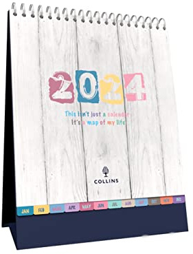 Collins Debden Collins Brighton Tischkalender 2024 - Lifestyleplaner und Organizer für Büro, Arbeit, persönlich und Zuhause - Januar bis Dezember 2024 Terminplaner - Wochentag - BTDC-24 Grau