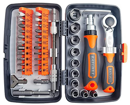 38 in 1 Set di Punte per Cacciavite per la Casa con Custodia, Chiavi a Cricchetto Multifunzione Rotante, per Computer, Elettronica, Mobili, Auto (1)
